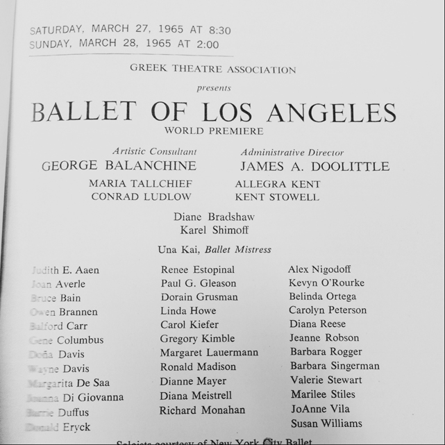 Ballet of Los Angeles 1965 Program